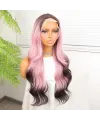 Siyah Pembe Ombre Fiber Sentetik Tül Peruk