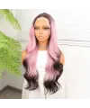 Siyah Pembe Ombre Fiber Sentetik Tül Peruk