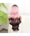 Siyah Pembe Ombre Fiber Sentetik Tül Peruk