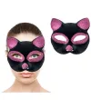 Siyah Renk Pembe Simli Kedi Maskesi