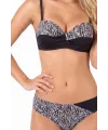 Siyah Zebra Desenli Straplez Desteksiz Bikini Takımı