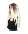 Su Dalgası Uzun Perçemsiz Fiber Sentetik Peruk - Kumral / Platin Ombreli