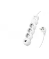 Termal Akım Korumalı Uzatma Kablosu 3 Priz + 2X Usb 2.1A Anahtarlı 2 M - Beyaz 3393-01