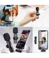 Type C Uyumlu İphone Dönüştürücülü Kablosuz Yaka Mikrofonu Android ve İphone Uyumlu Mini Mikrofon