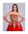 Uzun Boy Kırmızı Puantiyeli Kırmızı Renk Yetişkin Tül Eldiven
