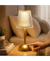 ieg™  Uzun Klasik Çizgili Model LED Masa Lambası – Dokunmatik, 3 Renk Işık Modlu, Şarjlı Dekoratif Gece Lambası