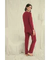 Uzun Kollu Boydan Düğmeli V Yaka Pijama Takımı