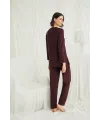 Uzun Kollu Boydan Düğmeli V Yaka Pijama Takımı
