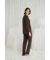 Uzun Kollu Boydan Düğmeli V Yaka Pijama Takımı