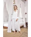 Uzun Kollu Dantelli ve Kuşaklı Sabahlık