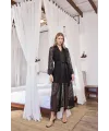 Uzun Kollu Dantelli ve Kuşaklı Sabahlık