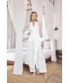 Uzun Kollu Dantelli ve Kuşaklı Sabahlık