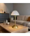 Uzun Mantar Çizgili Model LED Masa Lambası – Dokunmatik, 3 Renk Işık Modlu, Şarjlı Dekoratif Gece Lambası