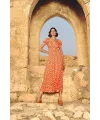 Viskon Çiçek Desenli Kısa Kollu Elbise