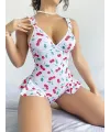Vişne Desenli Fantezi Body