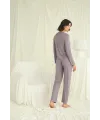 Yakası Kolu ve Omzu Dantelli Boydan Düğmeli Pijama Takımı