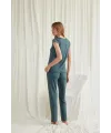 Yakası Kolu ve Omzu Dantelli Önü Düğmeli Pijama Takımı
