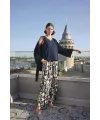 Yaprak Desenli ve Dantelli 3lü Pijama Takımı