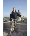 Yaprak Desenli ve Dantelli 3lü Pijama Takımı