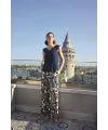 Yaprak Desenli ve Dantelli 3lü Pijama Takımı