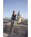 Yaprak Desenli ve Dantelli 3lü Pijama Takımı