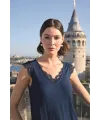 Yaprak Desenli ve Dantelli 3lü Pijama Takımı