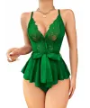 Yeşil Dantel İşlemeli Kurdelalı Fantezi Tül Babydoll