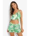 Yeşil Fırfırlı Şortlu Pijama Takımı