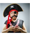 Yetişkin Boy Kadife Kaptan Jack Sparrow Korsan Şapkası ve Plastik Korsan Göz Maskesi