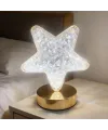 Yıldız Model Kristal LED Masa Lambası – Dokunmatik, 3 Renk Işık Modlu, Şarjlı Mini Dekoratif Gece Lambası