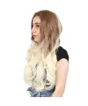 Yoğun Dalgalı Fiber Sentetik Uzun Perçemsiz Peruk - Balköpüğü / Platin Ombreli