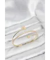 Yonca Çiçek Model Pirinç Gold Renk Kadın Bileklik TJ-BB8257