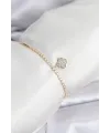 Yonca Model Zirkon Taşlı Gold Renk Asansörlü Su Yolu Bileklik TJ-BB8244