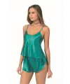 Zümrüt Saten Babydoll Şort Takımı