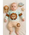 iegiyim™ Aslan Desenli 2li % 100 Pamuk Erkek Bebek Takımı