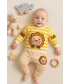 iegiyim™ Aslan Desenli 2li % 100 Pamuk Erkek Bebek Takımı