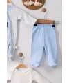 iegiyim™ Ayıcık Nakışlı Tulumlu % 100 Pamuk Erkek Bebek 5li Set