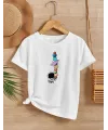 Çocuk Unisex Baskılı T-Shirt - Beyaz
