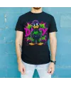 Daffy Duck Graffiti Baskılı Unisex Siyah Tişört - 24/1 Penye Pamuklu