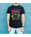 Daffy Duck Graffiti Baskılı Unisex Siyah Tişört - 24/1 Penye Pamuklu
