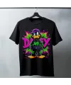 Daffy Duck Graffiti Baskılı Unisex Siyah Tişört - 24/1 Penye Pamuklu