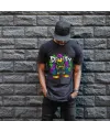 Daffy Duck Graffiti Baskılı Unisex Siyah Tişört - 24/1 Penye Pamuklu