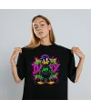Daffy Duck Graffiti Baskılı Unisex Siyah Tişört - 24/1 Penye Pamuklu