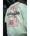 Erkek 3 iplik Pamuklu Bisiklet Yaka Baskılı SweatShirt - Beyaz
