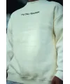 Erkek 3 iplik Pamuklu Bisiklet Yaka Baskılı SweatShirt - Beyaz