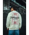 Erkek 3 iplik Pamuklu Bisiklet Yaka Baskılı SweatShirt - Beyaz