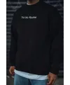 Erkek 3 iplik Pamuklu Bisiklet Yaka Baskılı SweatShirt - Siyah