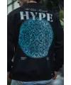 Erkek 3 İplik Pamuklu Bisiklet Yaka Baskılı SweatShirt - Siyah