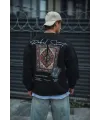 Erkek 3 iplik Pamuklu Bisiklet Yaka Baskılı SweatShirt - Siyah