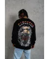 Erkek 3 İplik Pamuklu Bisiklet Yaka Gangster Baskılı Sweatshirt - Siyah
